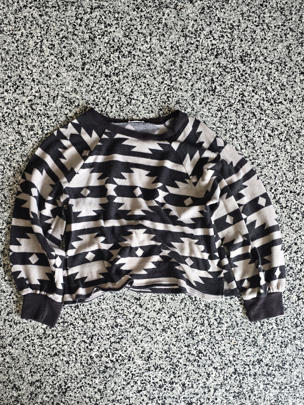Geometric Black & Cream Crewneck Pullover Sweater